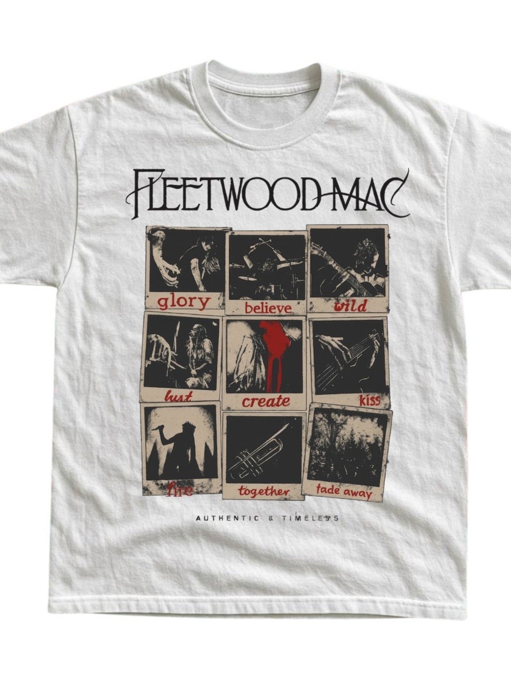 Men's White Graphic Band T-Shirt, Gift For Her, For Him